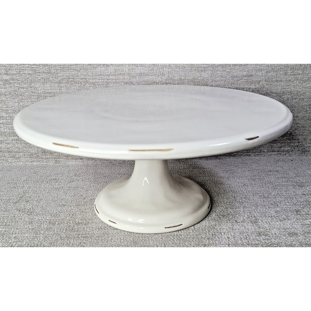 Pottery Barn Hand Crafted Portugal Cake Stand 12"x5" Farmhouse Chabby Chic